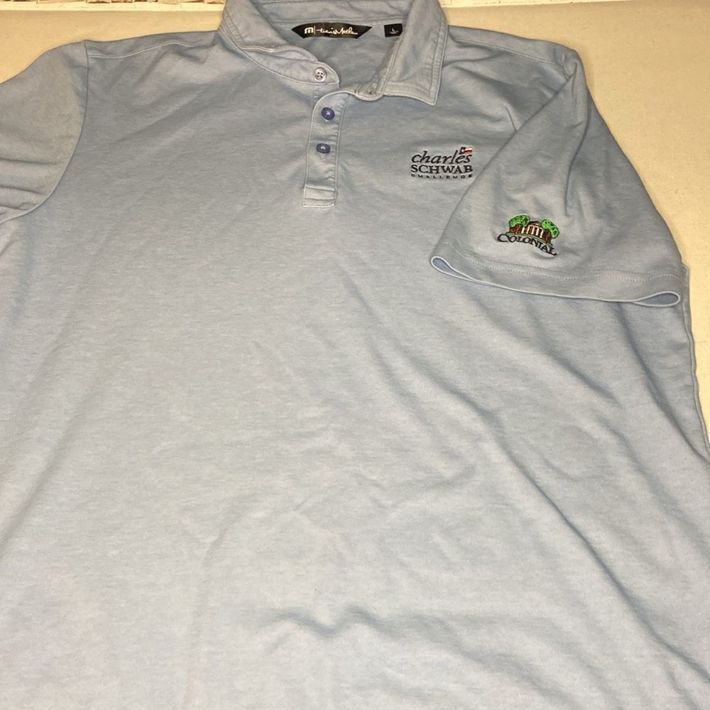 Travis Mathew Light Blue Shirt colonial patch men’s large